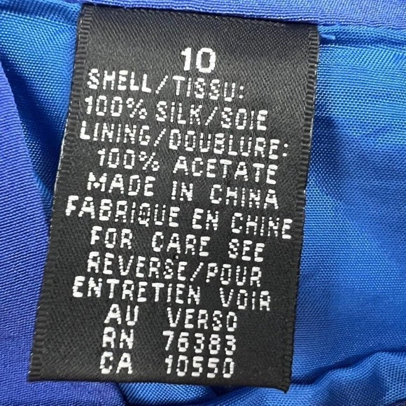 August Silk Womens 10 100% Silk Blue Skirt Zip Woven Career Workwear - Picture 4 of 7